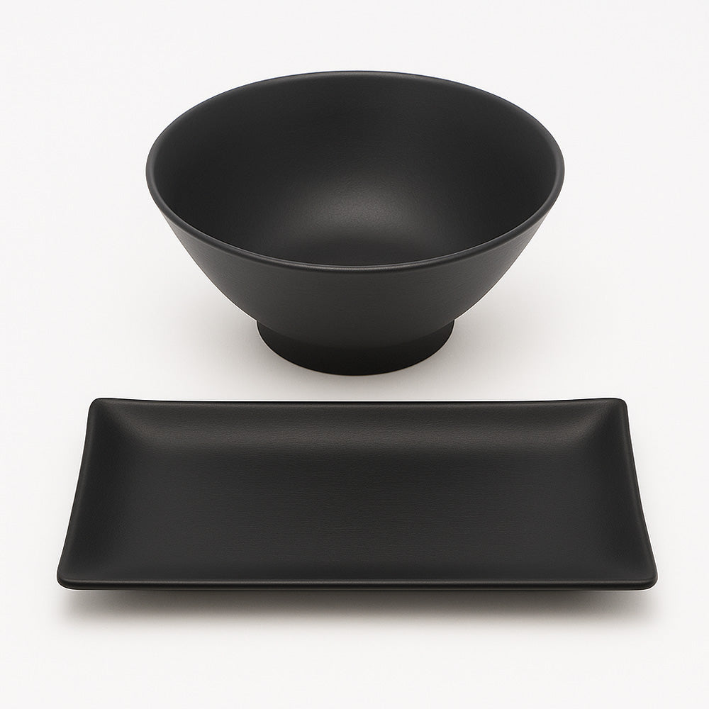 The Ultimate K-Food Combo: Ramen Bowl & Kimbap Plate Set