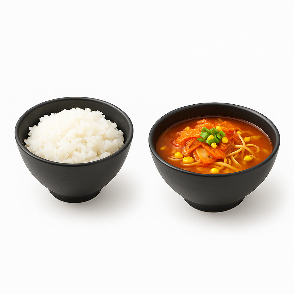 The Essential Korean Rice & Soup Bowl Set - Modern Matte Black Melamine for Authentic Bap & Guk