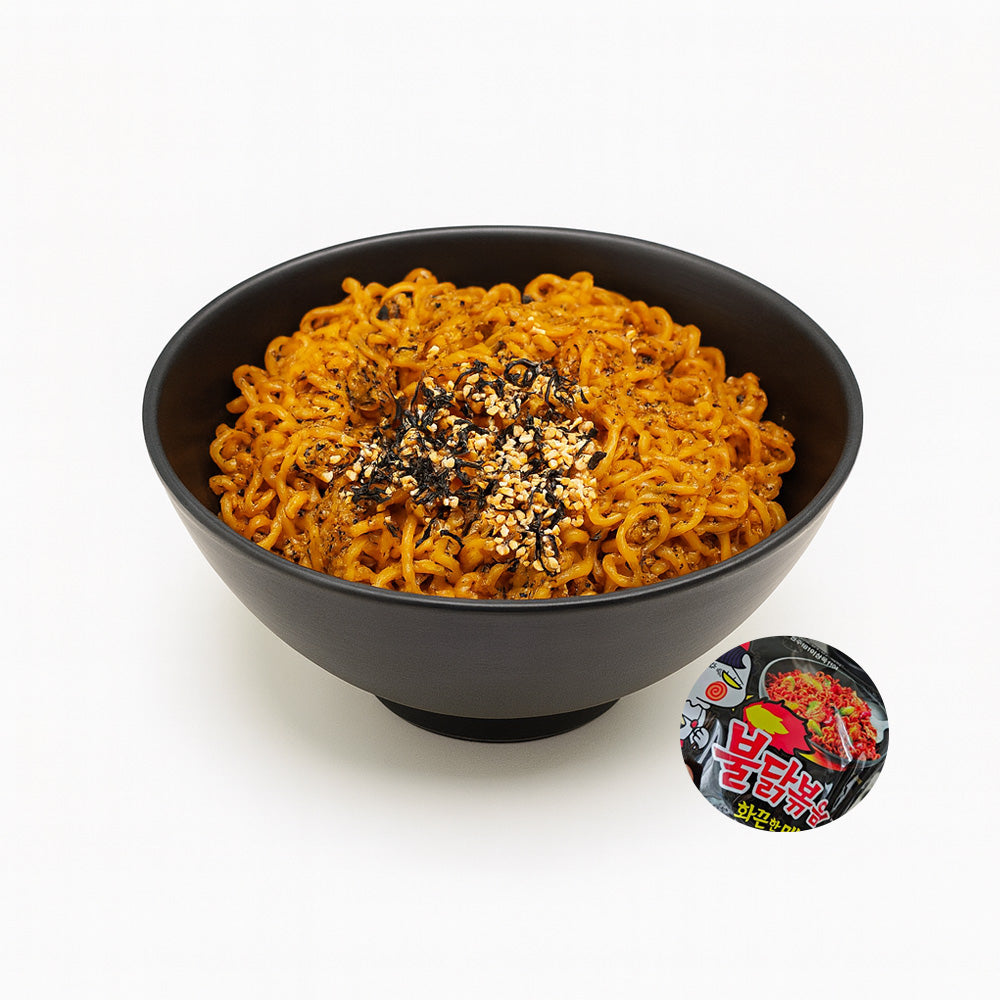 The Ultimate Buldak Ramen Bowl: Authentic Korean Matte Black Noodle Bowl for Spicy Challenge & Mukbang