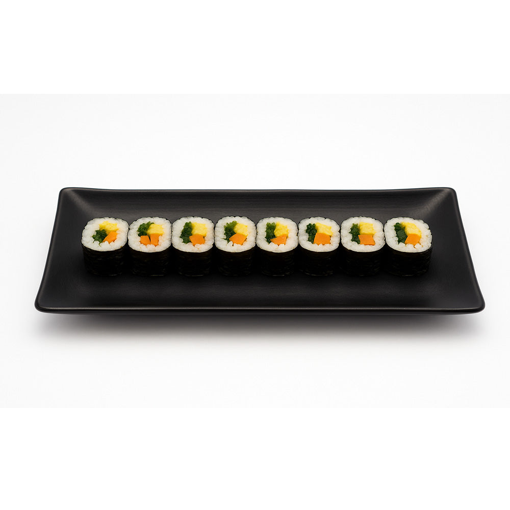 Modern Matte Black Rectangular Platter - Sushi & Kimbap Edition