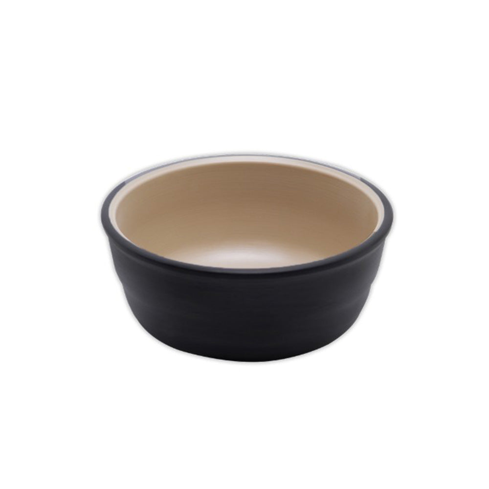 The "Sundae Gukbap" Specialist Ddukbaegi (16.8cm) - Rustic Black Exterior with Warm Beige Interior Melamine Stone Pot